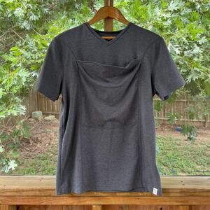 Lalabu Men's Dad Baby Shirt Kangaroo Pouch Grey Size L